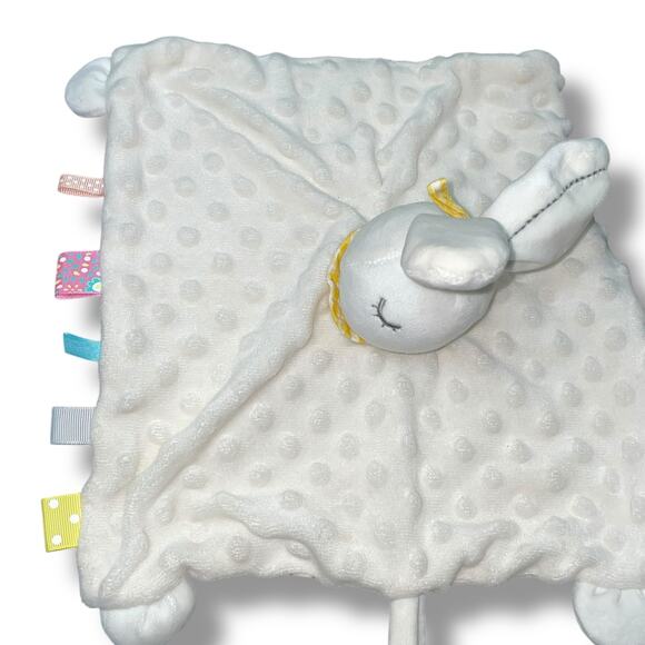 Appease Lovey Bunny Rabbit Security Blanket Baby Plush Tabs Rattle Embroider 10" - Picture 4 of 15